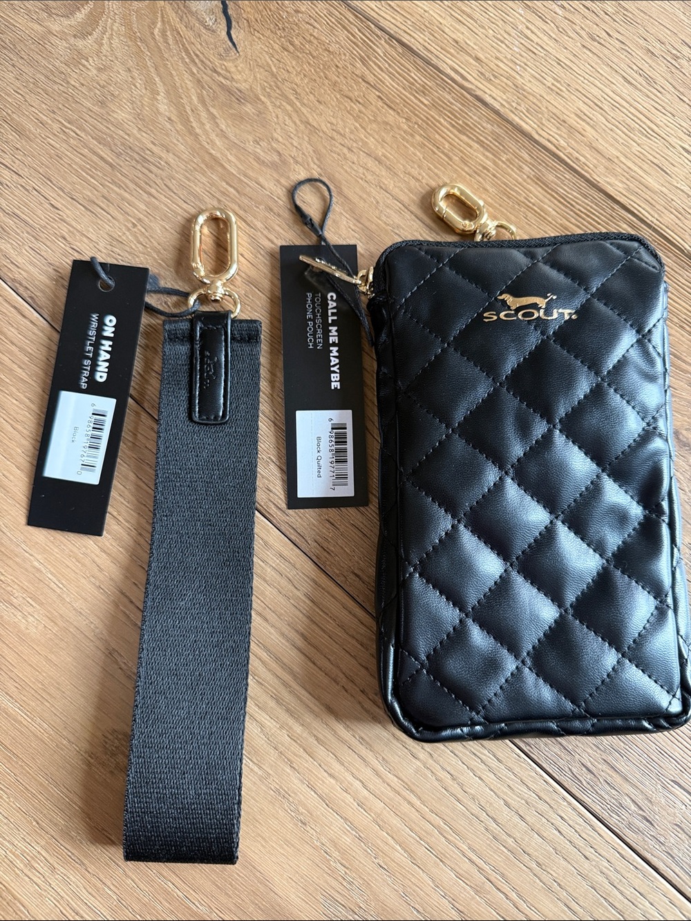 NWT • SCOUT BAGS • Call Me Maybe Black Quilted Clear Phone Pouch w/Black Strap 🖤